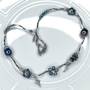 Handmade Freshwater Peacock 🦚 Mini Flameball ⭐️ Flower 🌺 Necklace Adjustable